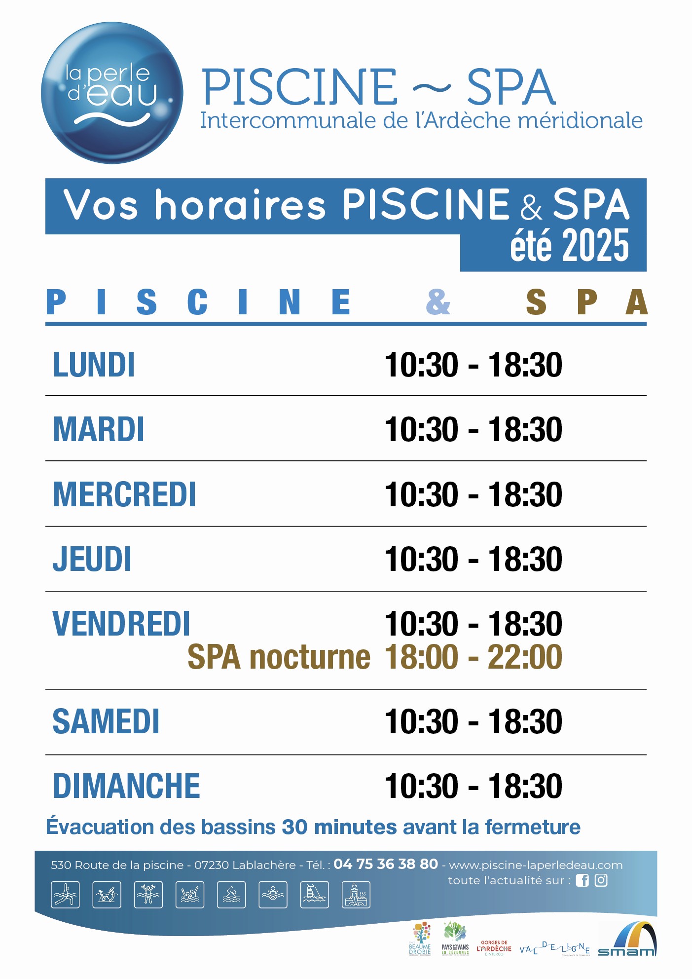 thumbnail_AFFICHE HORAIRES_piscine et spa_période été 25_ LA PERLE D'EAU_A3